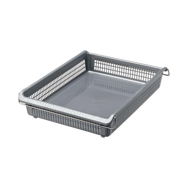 (まとめ）伊藤忠リーテイルリンクスタックトレーメタルハンドル付 浅型小 グレー STA4S 1個〔×15セット〕