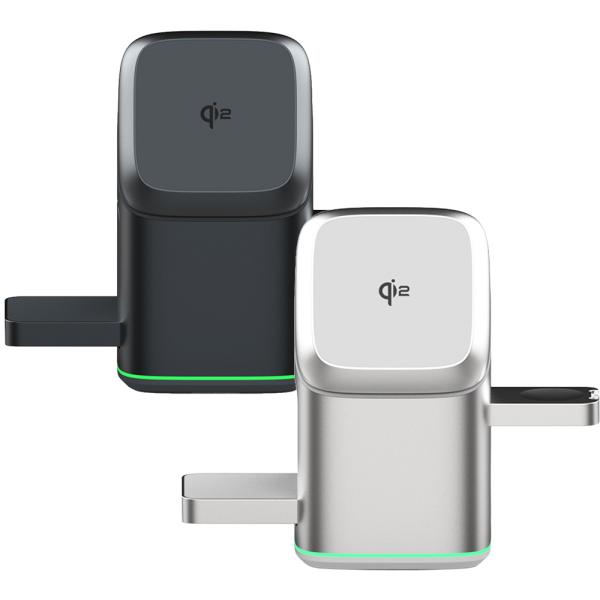 MagSafe対応 3-in-1 ワイヤレス充電ステーション QI2 自動回転 デスク整理 ガジェット好き ◇CH-HS-V23