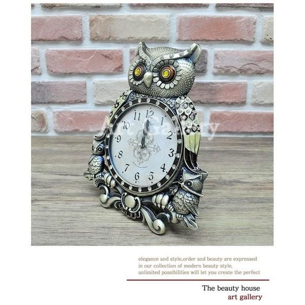 置き時計 ふくろう置き時計中 ゴールド 卓上 置時計 置時計 おしゃれ 北欧 時計 卓上 アンティーク アンティーク Hana45 Chiekoubou2