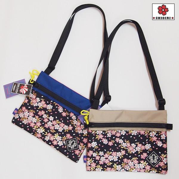 ✨キューティーフラッシュショルダーバッグ✨和柄✨引き取り限定!! CHIGIRI ちぎり桜金襴 ナイロンサコッシュ CC53-651S 和柄 桜 金襴