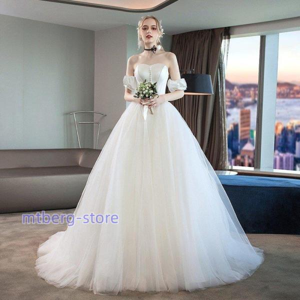 二次会ドレス　花嫁 肩リボンサテンAラインドレス　韓国ドレス 二次会ドレス 花嫁 肩リボンサテンAラインドレス 韓国ドレス