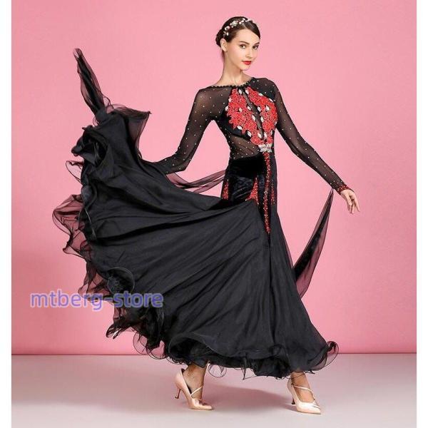 2XL レディースファッション 社交ダンス ドレス ロングドレス フリル