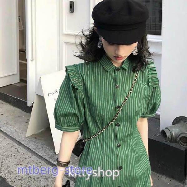 【タグ付き】パフスリーブミニシャツワンピース タグ付き】パフスリーブミニシャツワンピース