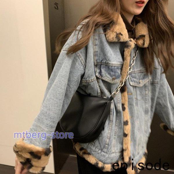 ハリウッドランチマーケットBLUE BLUE デニムコートボア裏地豹柄