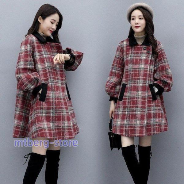 チェスターコート レディース 秋 ミディアム丈 チェック柄 ウール混んコート アウター 体型カバー お洒落 上品 大人 通勤 OL お出かけ 冬 チェスターコート レディース 秋冬 ミディアム丈 チェック柄 ウール