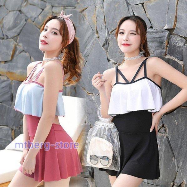 水着レディース 体型カバー 水着 ワンピース型 ショートパンツ