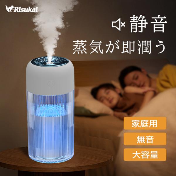 ★静音蒸気が即潤う！★卓上加湿器 静音 家庭用 オフィス 夜間使用 静かな運転 睡眠 無音 瞑想 除菌 乾燥対策 USB充電 水分補給 次亜塩素酸水対応 室内空気調整