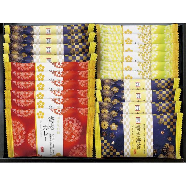 内容：煎餅（青さ 海苔 ×8・柚子胡椒×6・海老カレー×6）  【乳成分・えび】生産国：日本香り高い焼きのりを巻いたのり巻きあられや磯の香りひろがる青さ煎餅、柚子が香るスパイシーな柚子胡椒煎餅、海老とカレーが癖になる海老カレー煎餅、サクッと...