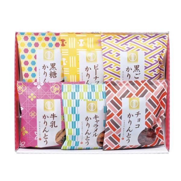 内容：かりんとう（黒ごま・黒糖・牛乳・ピーナッツ・チョコ・キャラメル）各45g  【乳成分・小麦・落花生】生産国：日本様々なフレーバーを楽しめるかりんとうのセットです。内祝 内祝い 御礼 粗品 景品 記念品 社員会 町内会 敬老会 景品 進...