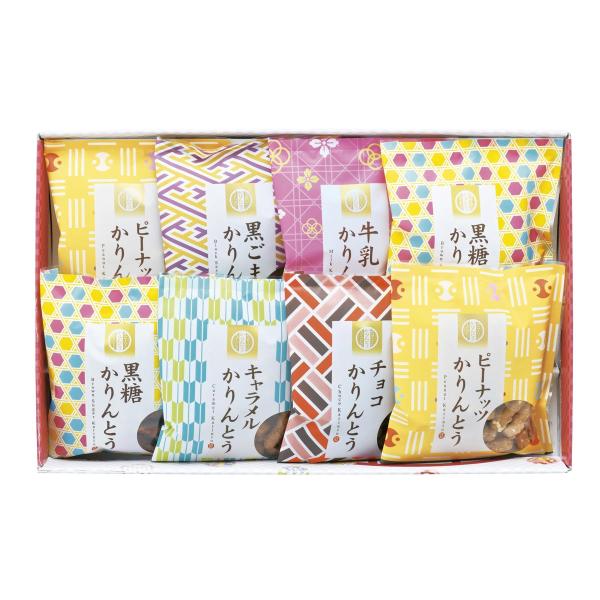 様々なフレーバーを楽しめるかりんとうの詰合せです　商品内容：かりんとう（黒ごま・黒糖×2・牛乳・ピーナッツ×2・チョコ・キャラメル）各45g  【乳成分・小麦・落花生】賞味期間（製造日から）：120日間生産国：日本箱サイズ：箱235×370...