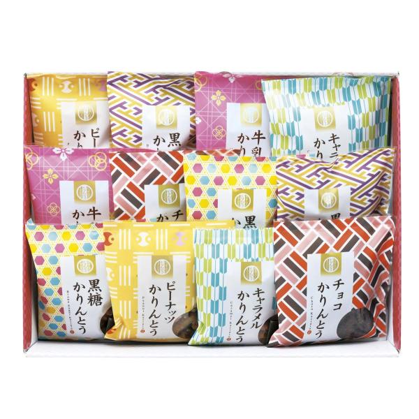 様々なフレーバーを楽しめるかりんとうの詰合せです　商品内容：かりんとう（黒ごま・黒糖・牛乳・ピーナッツ・チョコ・キャラメル）45g×各2  【乳成分・小麦・落花生】賞味期間（製造日から）：120日間生産国：日本箱サイズ：箱275×370×7...
