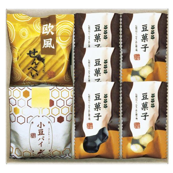 おもてなしにぴったりな、ほっこり和むお菓子の詰合せ　和の味わいをお楽しみください　豆菓子竹炭豆菓子きなこクリームをサンド欧風せんべい欧風せんべい小豆パイ豆菓子竹炭 : 一度食べるとくせになる、ピリッと甘辛醤油味の豆菓子です　きなこ : 落花...