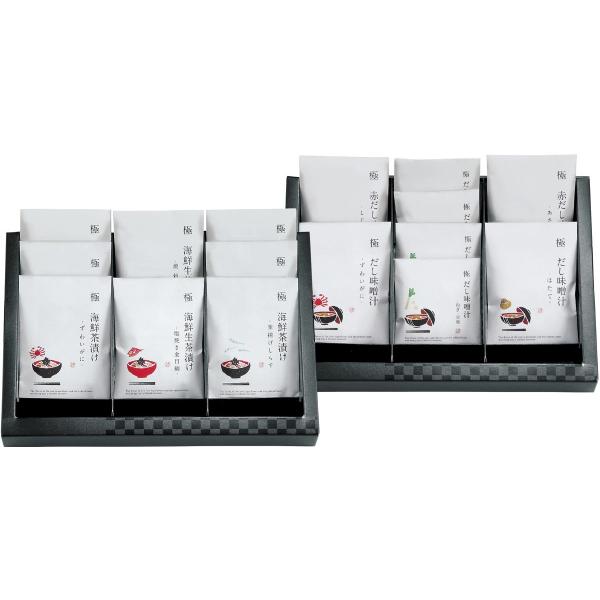 豊富な味を楽しめるプレミアムなギフトお茶漬け ・ 味噌汁の詰合せ素材にこだわった贅沢生茶漬けご贈答用に、素材にこだわった【生味噌汁】と【生茶漬け】で食卓に満点の彩りを添えることができますように・・・・お子様からご年配の方まで、また、健康に関...