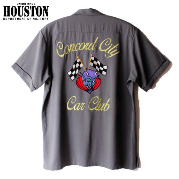 (新品/希少品) HOUSTON半袖ボーリングシャツ刺繍！ HOUSTON（ヒューストン） ボーリングシャツ CONCORD 刺繍 半袖シャツ