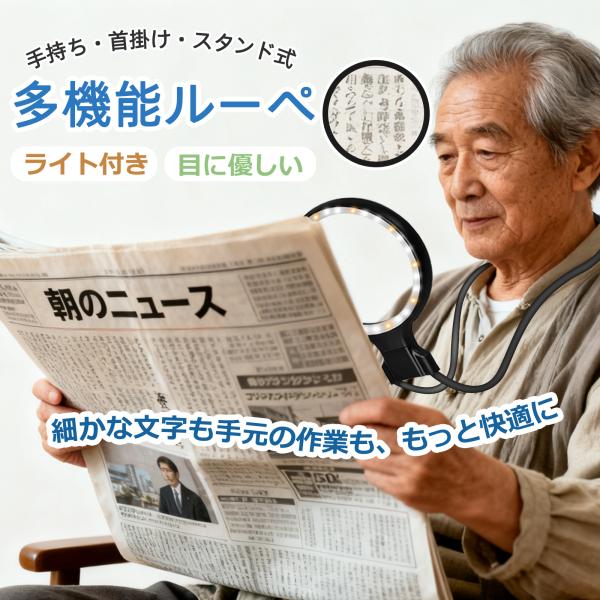 ■商品規格【商品名】多機能ルーペ【カラー】：ブラック【材質】：ABS【サイズ】：66*16*1.7cm/30*16.2.5cm【重量】：608ｇ【倍率】：5/10倍【バッテリー容量】：400mAh【セット内容】：本体*1/USBケーブル*1...