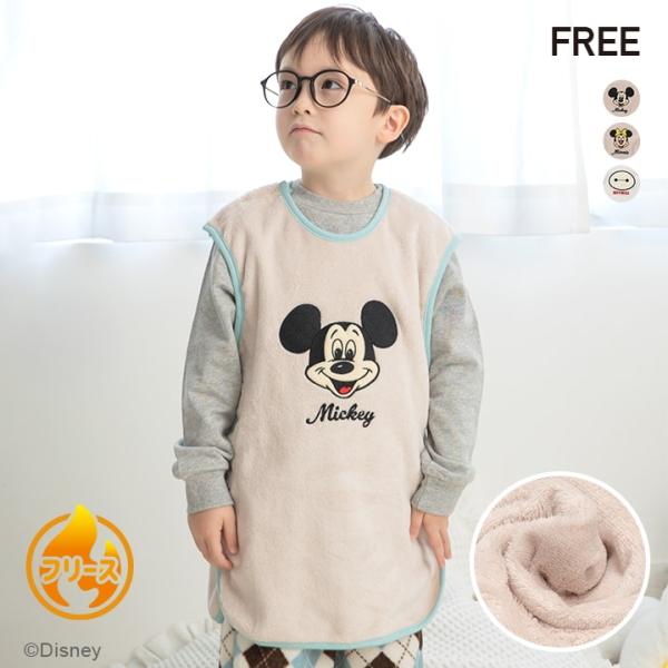 ディズニー フリース スリーパー ベスト ベビー服 子供服 キッズ 男の子 女の子 刺繍 防寒 脇開き 横開き 肩開き ミッキーマウス ミニーマウス ベイマックス