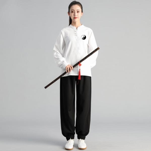 太極拳服　トレーニングウェア 太極拳トレーニングスーツ 上下セット 長袖Tシャツ　男性 女性 兼用 メンズ レディス 練習服 カットソー 送料無料