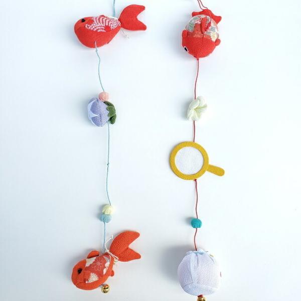 置物 おしゃれ 季節飾り ミニ一本吊り飾り 金魚 金魚 一本吊り 夏 夏祭り インテリア 朝顔 ちりめん細工館