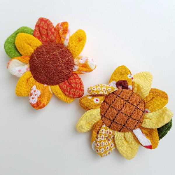 キット ちりめん パーツ 花 季節のお花 向日葵（中） 飾り 和小物 和雑貨 小物 和柄 インテリア 装飾 ピンク 可愛い ちりめん細工館