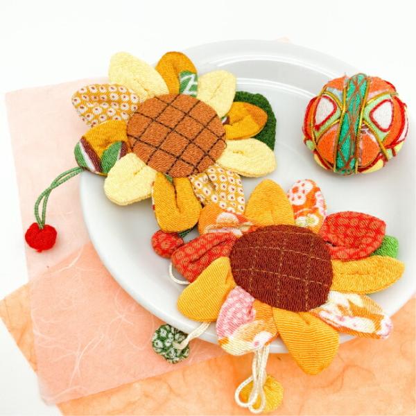 キット ちりめん パーツ 花 季節のお花 向日葵（大） ちりめん細工館 季節 飾り ひまわり 向日葵 オレンジ 夏飾り 夏 夏休み 飾り物 ちりめん細工館
