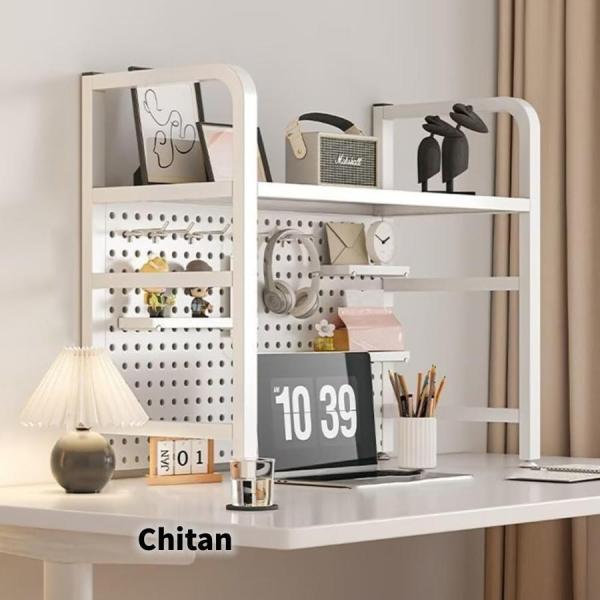机上ラック 卓上ラック 卓上本棚 ラック棚 卓上収納 多機能 穴付き 有孔ボード 鉄製 空間活用 組立式 小物入れ 学校 オフィス 事務用品 文房具