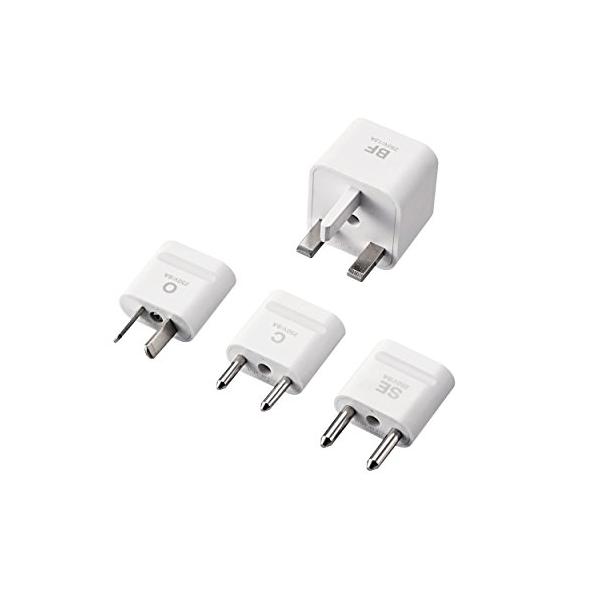 エレコム 海外用 電源変換プラグ 4種セット(SE/C/O/BF) 二重安全設計 T-HPSETWH ホワイト