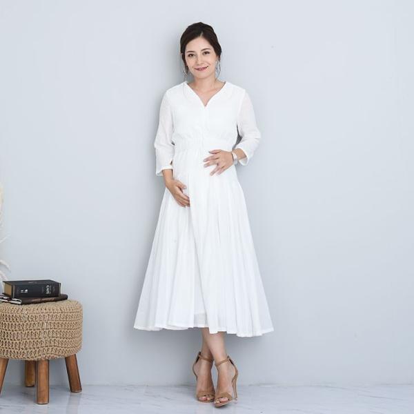授乳コットンフレアワンピース マタニティ服 授乳服 妊婦 ワンピース 授乳口 ホワイト 白 春 夏 おしゃれ 可愛い Buyee 日本代购平台 产品购物网站大全 Buyee一站式代购 Bot Online