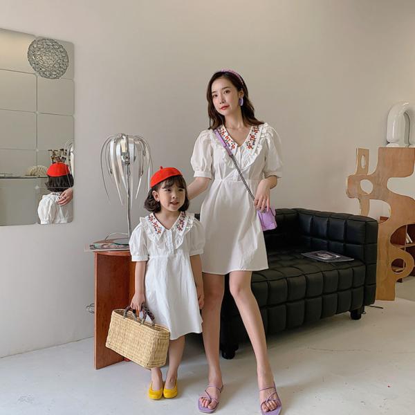 ママ 娘さん 親子お揃い ママとお揃い 娘とペアルック 親子ペア フローラル ワンピース 花柄 半袖 親子服 キッズ プレゼント 女の子 レディース 子供服 800pzxif05 Xone Gg