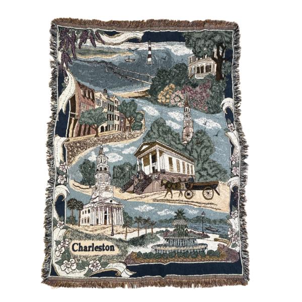 vintageラグ ブランケット マルチカバー タペストリー サウスカロライナ州 チャールストン Rug Blanket Charleston 3211