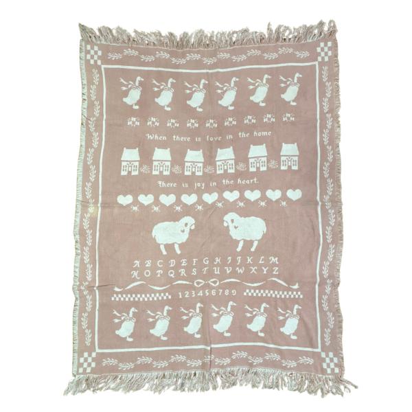 vintageラグ ブランケット マルチカバー タペストリー アニマル ハート 羊 Rug Blanket Animal Heart 2816