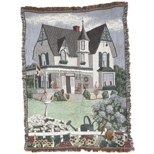 vintageラグ ブランケット マルチカバー タペストリー 豪邸 ハウス 風景 エレガント フラワー Rug Blanket Landscape 3469
