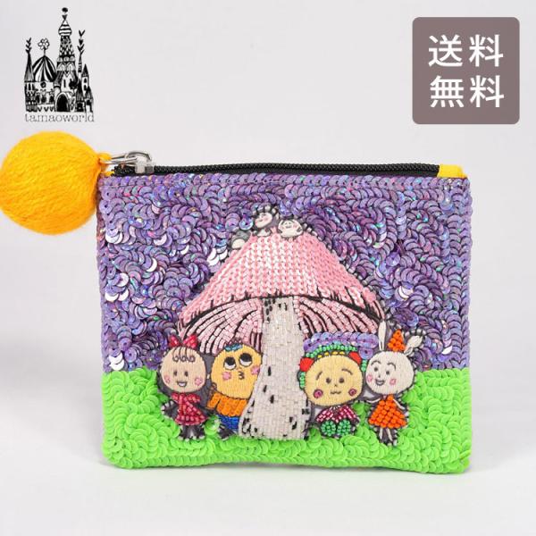 タマオワールド スパンコール刺繍ポーチ コジコジ mushroom 定形外