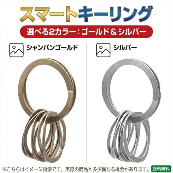 Waveclips スマートキーリング ウェーブクリップス 日本製 特許取得 ステンレス 大1小3 セット 鍵 キーホルダー シャンパンゴールド
