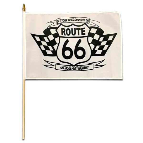 ROUTE66 木製 スティック フラッグ Route66 Cars ルート66 Checker