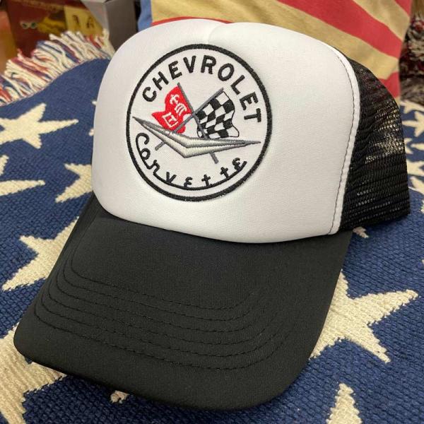 メッシュキャップ ブラック chevrolet シボレー コルベット アメリカン雑貨 アメ雑 アメリカ モーター ガレージ 世田谷ベース 車 バイク アメ車