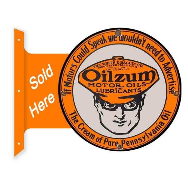 OIL ZUM フランジ 看板 サイン 両面看板 オイルズム モーターオイル 
