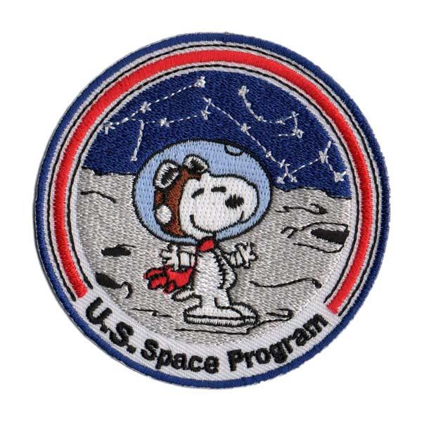 ワッペン SNOOPY U.S.SPACE (7.4x7.4cm)スヌーピー 手芸 カスタム モーター ヴィンテージ パッチワーク アメリカ US E019