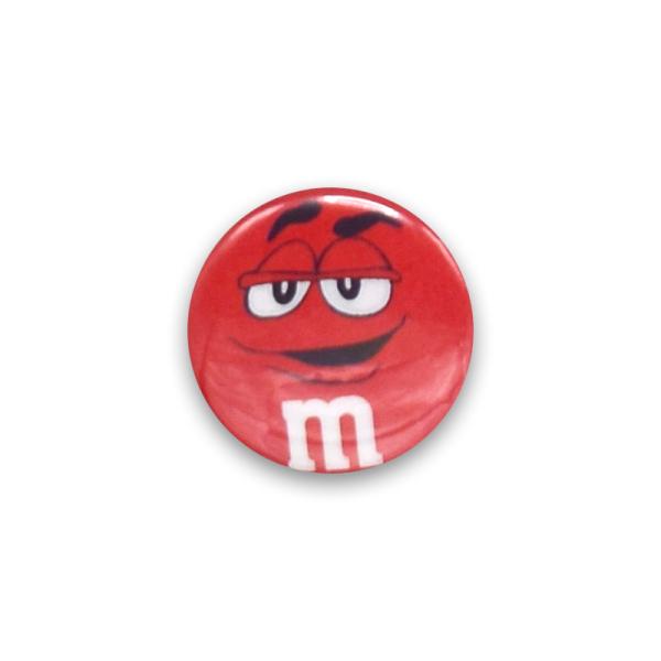 缶バッチ #CB071 M&M RED エムアンドエム　赤/ 缶バッジ 直径3cm アメリカン雑貨