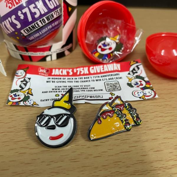 【サングラス&ピザ】ピンズ Jack in the Box ジャック・イン・ザ・ボックス 75周年記念 アメリカン雑貨