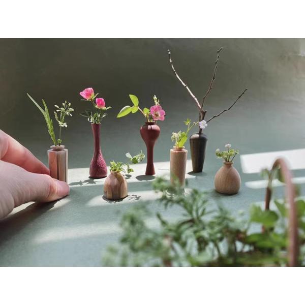 ミニチュア家具 花瓶 檀木 フラワー ドール用 1/6サイズ ドールハウス