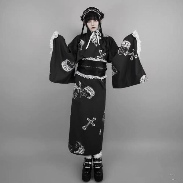 コスチューム衣装 コスプレ 着物 浴衣 プリント柄 ゴスロリ 個性的ファッション