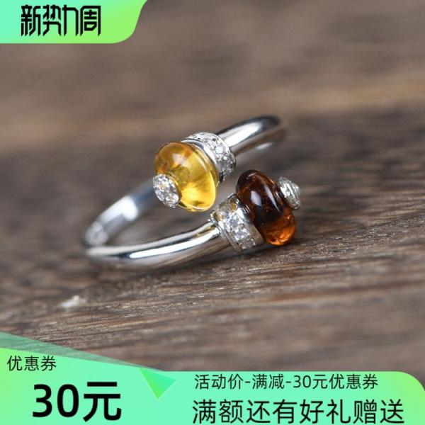 同輝南方純銀アクセサリー天然琥珀女性用開口リング