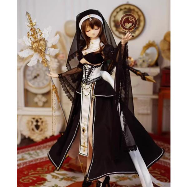 ドール用 誓約・祈祷/シスタードレスセット：ブラック（60cm,DD,DDdy