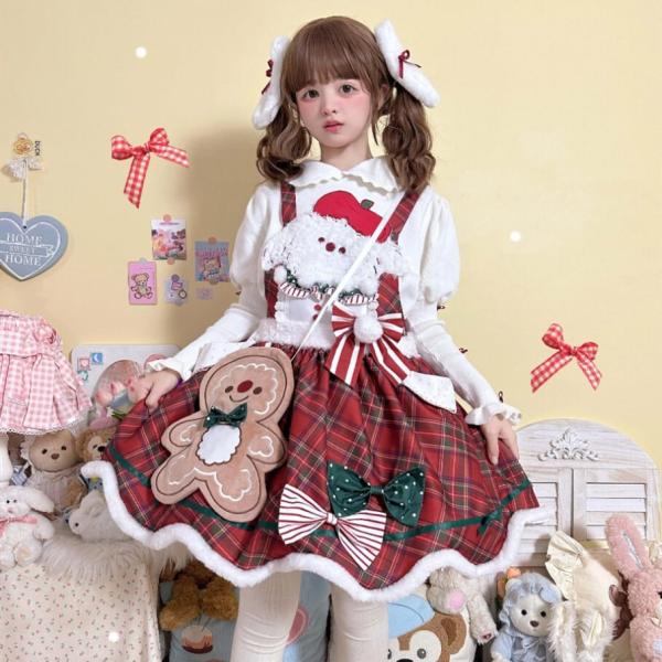2 点セットアップ）クリスマス 超魅かわしい ロリータ チェック柄