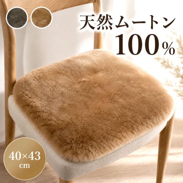 ムートン 短毛 裏付き シートクッション ひも付き いす用 車 座布団