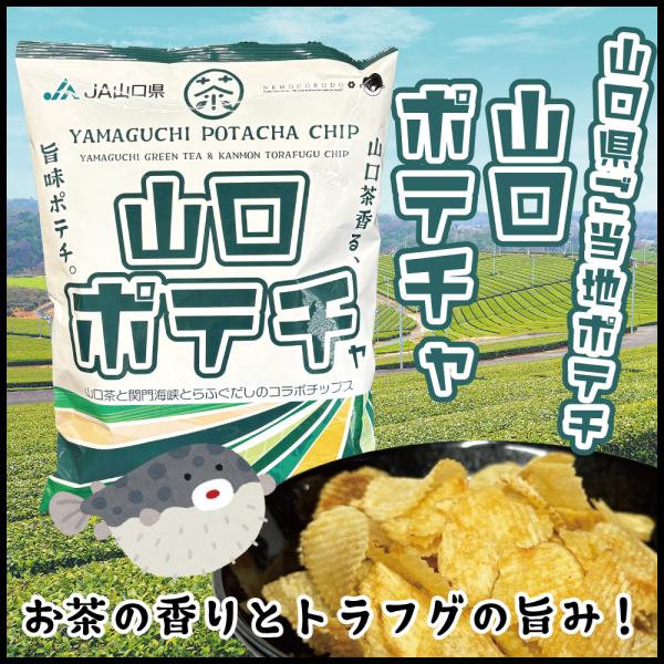 人気の「ご当地ポテトチップ」に新星誕生！西日本随一の規模を誇る山口県宇部市小野地区で収穫される「山口茶」と、下関南風泊市場で水揚げされたトラフグのダシで味付けした「山口ポテチャ」。一見どんな味なのか想像できないと存じますが、食べてみてびっく...