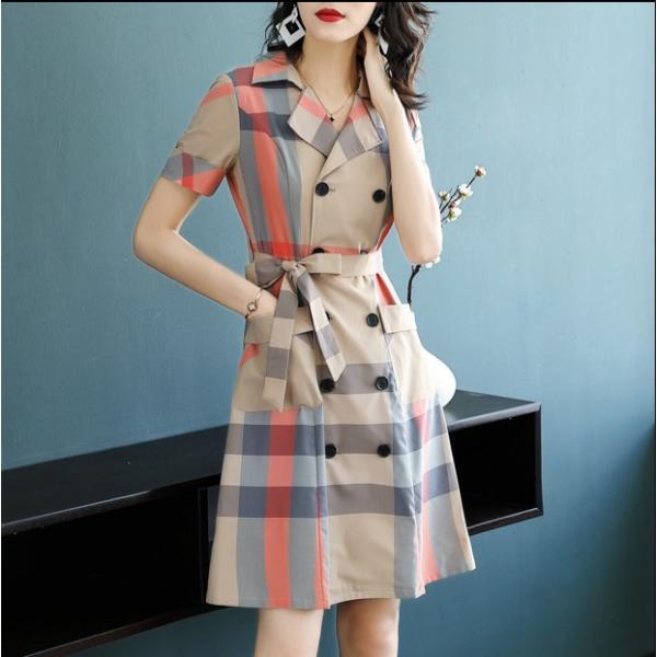 トレンチワンピース チェック柄 前開き ジャケット トレンチコート はおり 半袖 ミニ丈 ひざ丈 Aライン フェミニン きれいめ 上品 オフィスカジュアル 春夏 Buyee Buyee Japanese Proxy Service Buy From Japan Bot Online