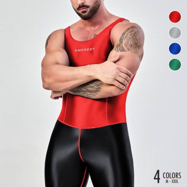 AMORESY アモレシー Helion シングレット バックジップ ボディスーツ つりパン 下着 レッグスーツ プレイスーツ 肌着 大きいサイズ インナー コスチューム 爆買