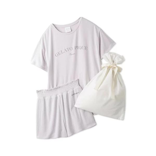 ジェラートピケ gelato pique フェミニンロゴTシャツ＆リブショートパンツセット LAV