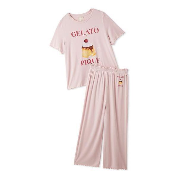 ジェラートピケ gelato pique【接触冷感】プリンワンポイントTシャツ&ロングパンツセット ピンク PWCT262267